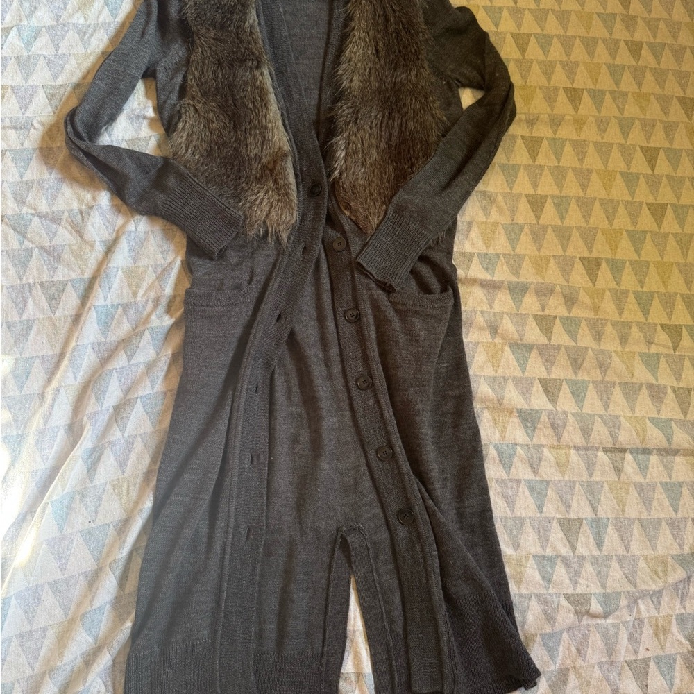 Ann Taylor Charcoal Knit Cardigan